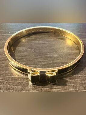 Kate Spade Take a Bow Black & Gold Bangle Bracelet
